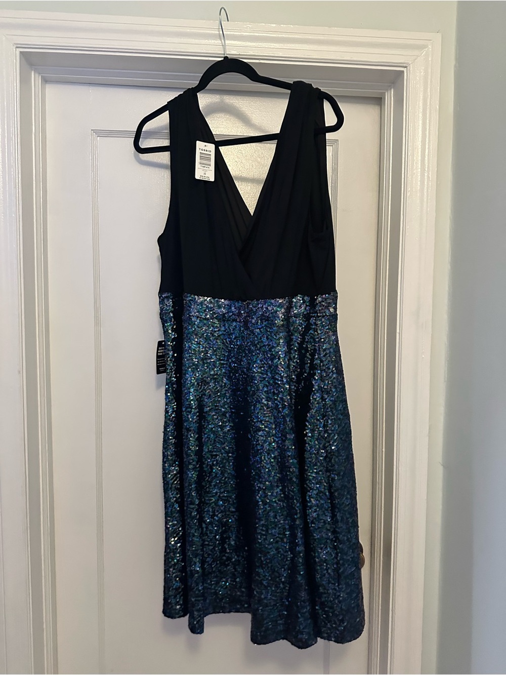 torrid Black Top Navy Blue Sequin Skirt Fit & Flare Dress